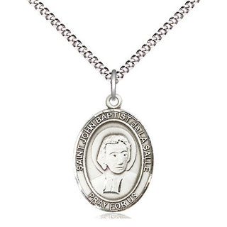 Sterling Silver Saint John Baptist de la Salle Medal Religious Jewelry Engraved Catholic Saint Jewelry