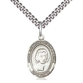 Sterling Silver Saint John Baptist de la Salle Medal Religious Jewelry Engraved Catholic Saint Jewelry