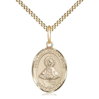 14kt Gold Filled Our Lady of San Juan Medal Religious Jewelry Engraved Catholic Saint Jewelry