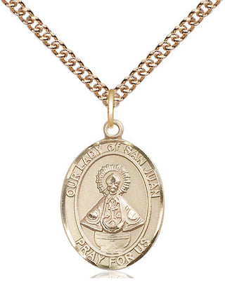 14kt Gold Filled Our Lady of San Juan Medal Religious Jewelry Engraved Catholic Saint Jewelry