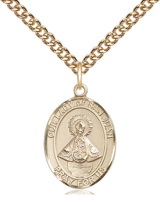 14kt Gold Filled Our Lady of San Juan Medal Religious Jewelry Engraved Catholic Saint Jewelry