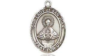 Pewter Our Lady of San Juan Medal Engraved Catholic Saint Jewelry