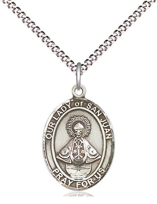 Pewter Our Lady of San Juan Medal Religious Jewelry Engraved Catholic Saint Jewelry