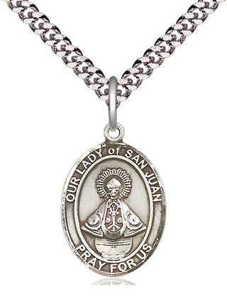 Pewter Our Lady of San Juan Medal Religious Jewelry Engraved Catholic Saint Jewelry