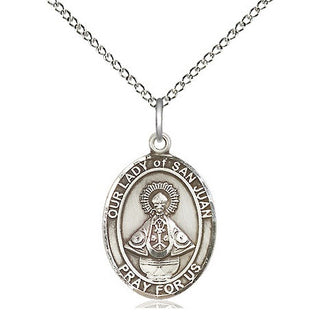 Sterling Silver Our Lady of San Juan Medal Religious Jewelry Engraved Catholic Saint Jewelry