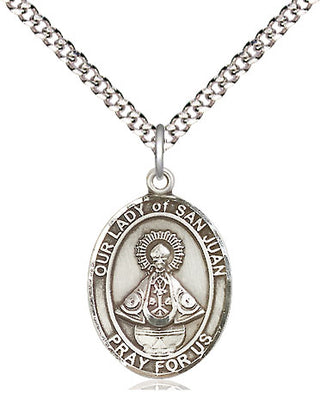 Sterling Silver Our Lady of San Juan Medal Religious Jewelry Engraved Catholic Saint Jewelry