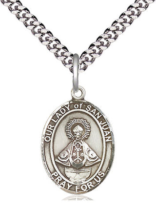 Sterling Silver Our Lady of San Juan Medal Religious Jewelry Engraved Catholic Saint Jewelry