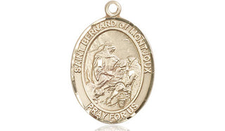 14kt Gold Filled Saint Bernard of Montjoux Medal Engraved Catholic Saint Jewelry