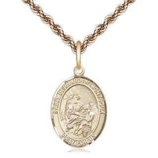 14kt Gold Filled Saint Bernard of Montjoux Medal Religious Jewelry Engraved Catholic Saint Jewelry