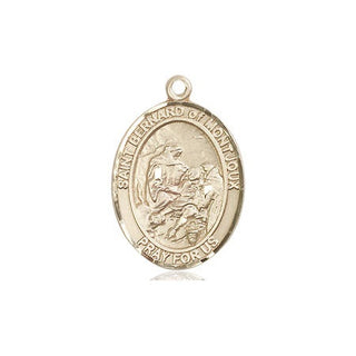 14kt Gold Saint Bernard of Montjoux Medal Engraved Catholic Saint Jewelry