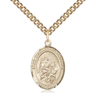 14kt Gold Saint Bernard of Montjoux Medal Engraved Catholic Saint Jewelry
