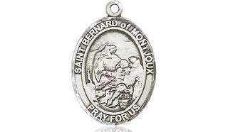 Sterling Silver Saint Bernard of Montjoux Medal Religious Jewelry Engraved Catholic Saint Jewelry