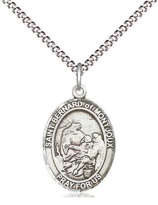 Sterling Silver Saint Bernard of Montjoux Medal Religious Jewelry Engraved Catholic Saint Jewelry