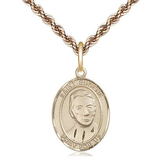 14kt Gold Saint Eugene de Mazenod Medal Engraved Catholic Saint Jewelry