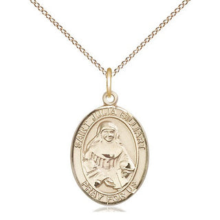14kt Gold Saint Julia Billiart Medal Engraved Catholic Saint Jewelry