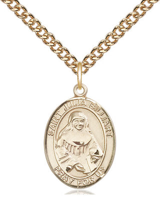 14kt Gold Saint Julia Billiart Medal Engraved Catholic Saint Jewelry