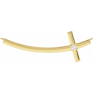 14K Yellow .06 CT Natural Diamond Sideways Cross Necklace Center