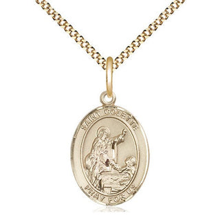 14kt Gold Filled Saint Colette Medal Religious Jewelry Engraved Catholic Saint Jewelry