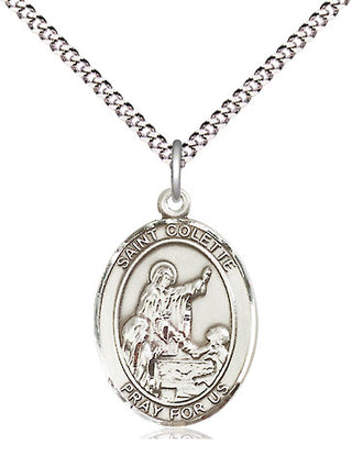 Pewter Saint Colette Medal Religious Jewelry Engraved Catholic Saint Jewelry