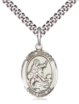Pewter Saint Colette Medal Religious Jewelry Engraved Catholic Saint Jewelry