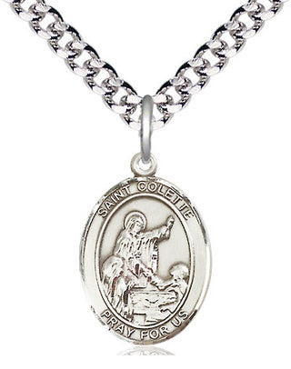 Pewter Saint Colette Medal Religious Jewelry Engraved Catholic Saint Jewelry