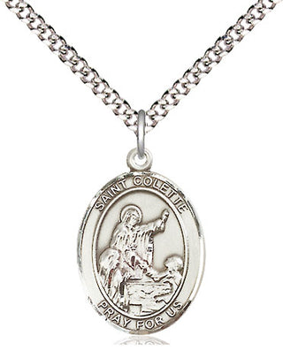 Pewter Saint Colette Medal Religious Jewelry Engraved Catholic Saint Jewelry