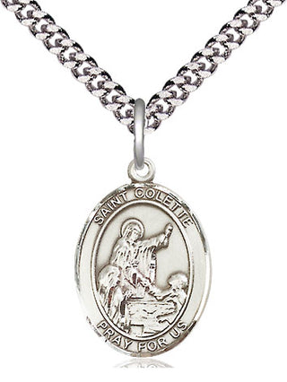 Pewter Saint Colette Medal Religious Jewelry Engraved Catholic Saint Jewelry