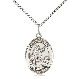 Sterling Silver Saint Colette Medal Religious Jewelry Engraved Catholic Saint Jewelry