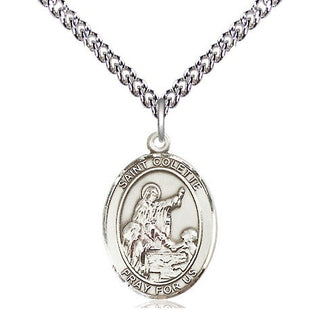Sterling Silver Saint Colette Medal Religious Jewelry Engraved Catholic Saint Jewelry