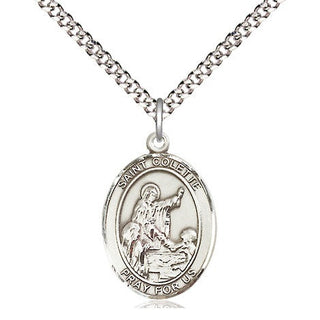 Sterling Silver Saint Colette Medal Religious Jewelry Engraved Catholic Saint Jewelry