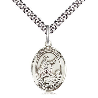 Sterling Silver Saint Colette Medal Religious Jewelry Engraved Catholic Saint Jewelry