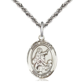 Sterling Silver Saint Colette Medal Religious Jewelry Engraved Catholic Saint Jewelry