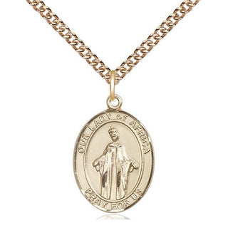 14kt Gold Filled Our Lady of Africa Medal Religious Jewelry Engraved Catholic Saint Jewelry