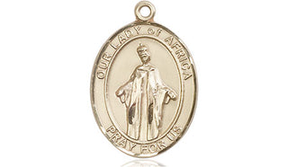 14kt Gold Our Lady of Africa Medal Engraved Catholic Saint Jewelry