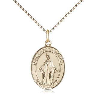 14kt Gold Our Lady of Africa Medal Engraved Catholic Saint Jewelry