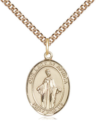 14kt Gold Our Lady of Africa Medal Engraved Catholic Saint Jewelry