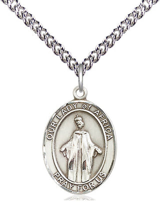 Sterling Silver Our Lady of Africa Medal Religious Jewelry Engraved Catholic Saint Jewelry