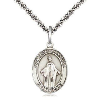 Sterling Silver Our Lady of Africa Medal Religious Jewelry Engraved Catholic Saint Jewelry