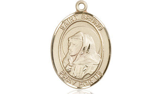 14kt Gold Filled Saint Bruno Medal Engraved Catholic Saint Jewelry