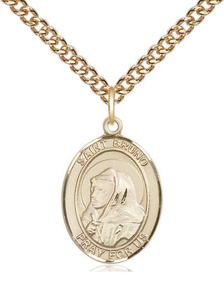 14kt Gold Filled Saint Bruno Medal Religious Jewelry Engraved Catholic Saint Jewelry