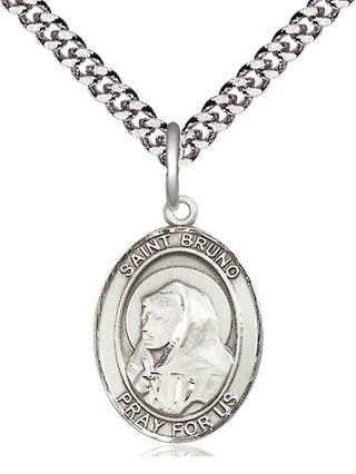 Pewter Saint Bruno Medal Religious Jewelry Engraved Catholic Saint Jewelry