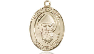 14kt Gold Saint Sharbel Medal Engraved Catholic Saint Jewelry