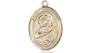 14kt Gold Saint Perpetua Medal Engraved Catholic Saint Jewelry