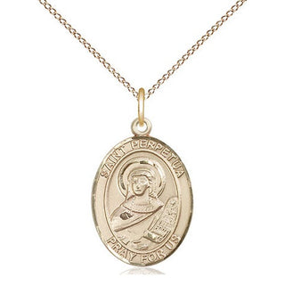 14kt Gold Saint Perpetua Medal Engraved Catholic Saint Jewelry