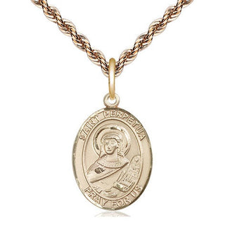 14kt Gold Saint Perpetua Medal Engraved Catholic Saint Jewelry