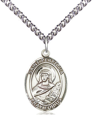 Sterling Silver Saint Perpetua Medal Religious Jewelry Engraved Catholic Saint Jewelry