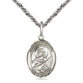 Sterling Silver Saint Perpetua Medal Religious Jewelry Engraved Catholic Saint Jewelry