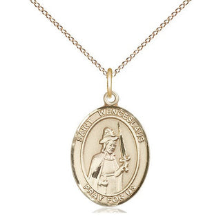 14kt Gold Filled Saint Wenceslaus Medal Religious Jewelry Engraved Catholic Saint Jewelry