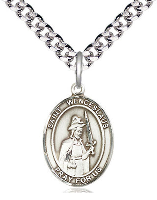Pewter Saint Wenceslaus Medal Religious Jewelry Engraved Catholic Saint Jewelry