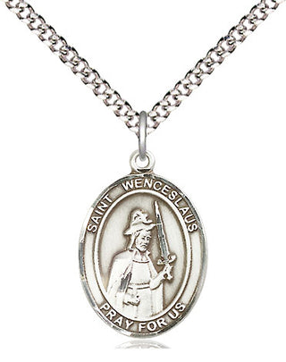 Pewter Saint Wenceslaus Medal Religious Jewelry Engraved Catholic Saint Jewelry